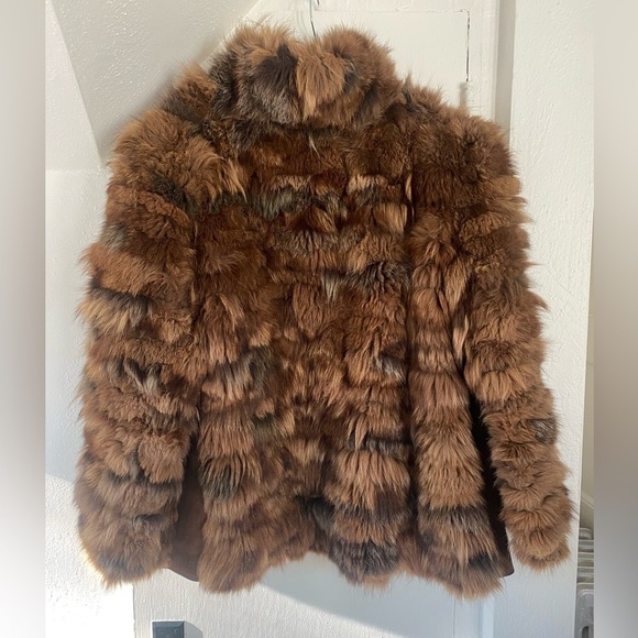 Vintage Real Brown/Tan Fur Jacket Women's Large - Picture 4 of 12
